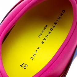 Christopher Kane Multicolor Neon Fabric Safety Buckle High Top Sneakers Size 37
