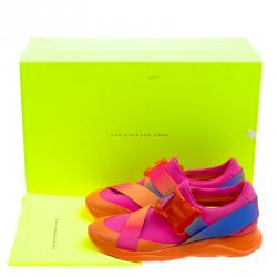 Christopher Kane Multicolor Neon Fabric Safety Buckle Low Top Sneakers Size 37