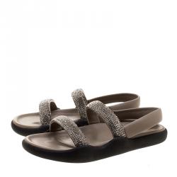 Christopher Kane Beige Crystal Embellished Flat Sandals Size 38