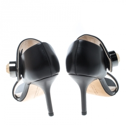 Christopher Kane Black Leather Metal Detail Sandals Size 37
