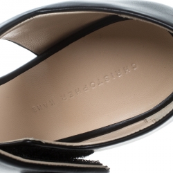 Christopher Kane Black Leather Metal Detail Sandals Size 37