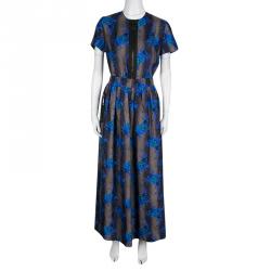 Christopher Kane Floral Printed Silk Zip Detail Maxi Dress M