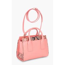 مملوكة مسبقًا Class by Roberto Cavalli Pink Leather/PVC Lucille Snake Skin Small Tote Bag