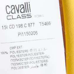 Pre Owned Class by Roberto Cavalli Multicolor Printed Pleat Detail Long Sleeve Top S