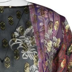 Class by Roberto Cavalli Multicolor Floral Printed Lurex Detail Silk Top S