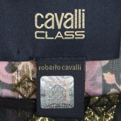 Class by Roberto Cavalli Multicolor Floral Printed Lurex Detail Silk Top S