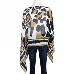 مملوكة مسبقًا توب قفطان كلاس باي روبرتو كافالي حرير طباعة حيوان S