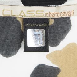 مملوكة مسبقًا توب قفطان كلاس باي روبرتو كافالي حرير طباعة حيوان S