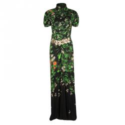 Pre Owned Class by Roberto Cavalli Floral Printed Jersey Embellished Belt Detail Maxi Dress M