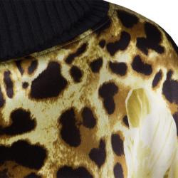 Class by Roberto Cavalli Leopard Printed Silk Wool Rib Trim Kaftan Top M