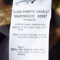 Class by Roberto Cavalli Leopard Printed Silk Wool Rib Trim Kaftan Top M