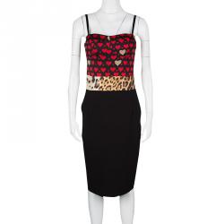 Pre Owned Class by Roberto Cavalli Heart and Leopard Print Sleeveless Bustier Dress M