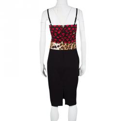 Pre Owned Class by Roberto Cavalli Heart and Leopard Print Sleeveless Bustier Dress M