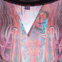 Class by Roberto Cavalli Multicolor Printed Sheer Silk Kaftan Style Top L