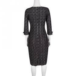 Pre Owned Class By Roberto Cavalli Monochrome Lace Long Sleeve Dress M