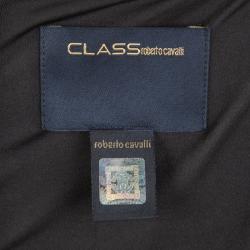 Pre Owned Class By Roberto Cavalli Monochrome Lace Long Sleeve Dress M