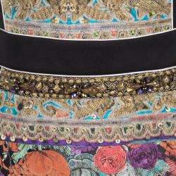Pre Owned Class By Roberto Cavalli Black Printed Embellished Sleeveless Bodycon Dress M