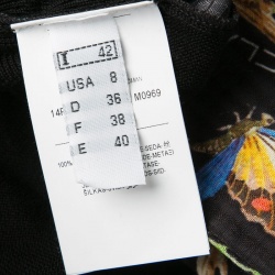 Cavalli Class Black Knit and Floral Print Kaftan Style Top M