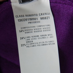 Pre Owned Class by Roberto Cavalli Purple Knit Ruffle Trim Sleeveless Top S