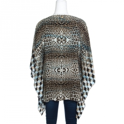 Cavalli Class Multicolor Leopard Print Kaftan Top L