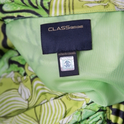 Class by Roberto Cavalli Green Printed Knit Ruched Maxi Dress M
