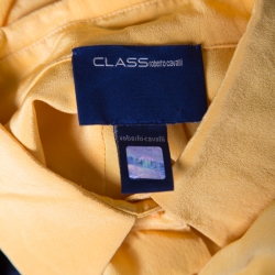 Class by Roberto Cavalli Yellow Silk Crepe Paneled Sleeve Blouse M