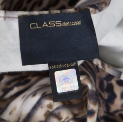 Pre Owned Class by Roberto Cavalli Multicolor Animal Printed Boat Neck Peplum Top L