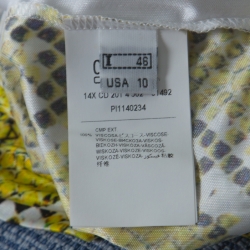 Class by Roberto Cavalli Yellow Snake Print Silk Jersey Short Sleeve Belted Dress L