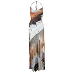 Pre Owned Class by Roberto Cavalli Printed Fringe Maxi Dress M