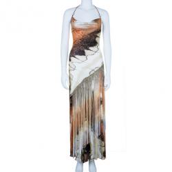 مملوكة مسبقًا Class by Roberto Cavalli Printed Fringe Maxi Dress M