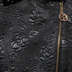 Pre Owned Class by Roberto Cavalli Black Floral Jacquard Biker Jacket L