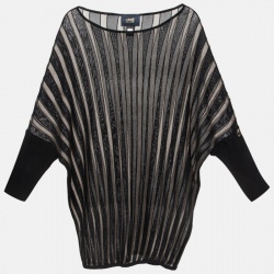 Pre Owned Class Roberto Cavalli Stripe Patterned Jersey Top M
