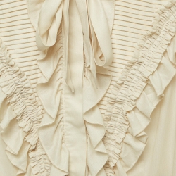 مملوكة مسبقًا Class by Roberto Cavalli Cream Chiffon Ruffled Shirt M