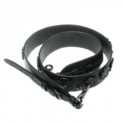 Coach Black Floral Embellished Leather Tea Rose and Tooling Bag Strap