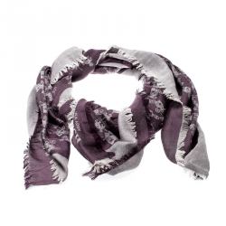 Coach Purple Silk Wool Horse And Carriage Oversized Square Scarf