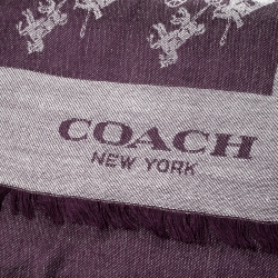 Coach Purple Silk Wool Horse And Carriage Oversized Square Scarf