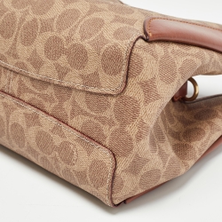 Pre Owned Coach Brown Signature Coated Canvas Hadley Hobo