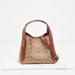 Pre Owned Coach Brown Signature Coated Canvas Hadley Hobo