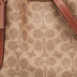 Pre Owned Coach Brown Signature Coated Canvas Hadley Hobo