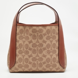 Pre Owned Coach Brown Signature Coated Canvas Hadley Hobo