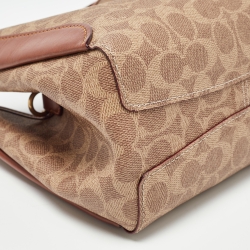 Pre Owned Coach Brown Signature Coated Canvas Hadley Hobo