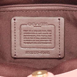 Pre Owned Coach Pink/Beige Signature Coated Canvas and Leather Lillie Carryall Satchel