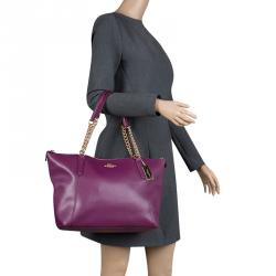 Coach Purple Leather Ava Chain Tote