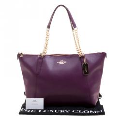 Coach Purple Leather Ava Chain Tote