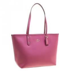 Pre Owned حقيبة كوتش سيتي زيب جلد وردي بسحاب