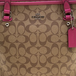 Coach Beige/Pink Signature Canvas and Leather Tote