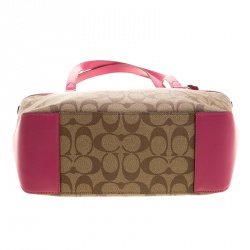 Coach Beige/Pink Signature Canvas and Leather Tote