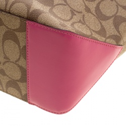 Coach Beige/Pink Signature Canvas and Leather Tote