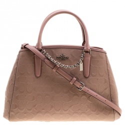 Coach Pink Signature Patent Leather Tote