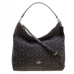مملوكة مسبقًا Coach Grey/Black Signature Canvas and Leather Celeste Hobo